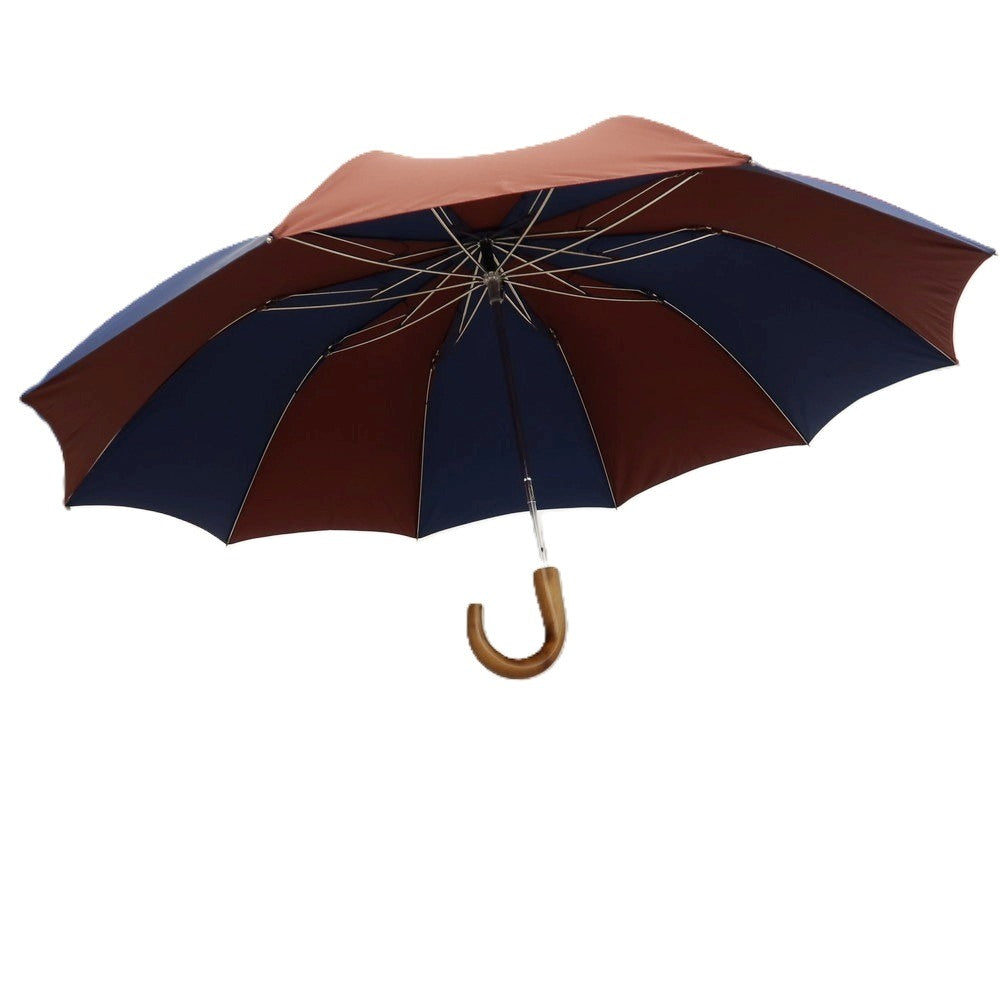 【中古】フォックス アンブレラズ FOX UMBRELLAS ツートーンカラー ウッドハンドル 折り畳み傘 ネイビーxブラウン【 状態ランクB 】【 メンズ 】