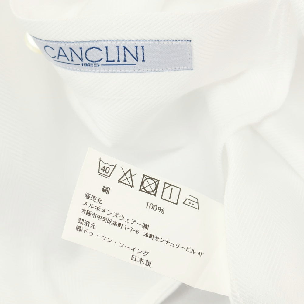 【中古】アザブテーラー azabu tailor コットン ヘリンボーン セミワイドカラー ドレスシャツ ホワイト【サイズ表記なし(S位)】【 状態ランクB 】【 メンズ 】