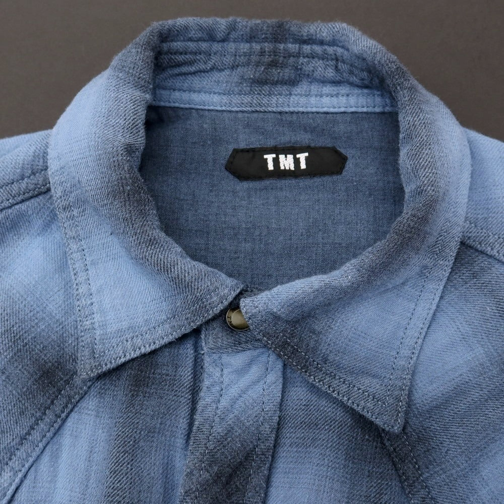 【中古】ティーエムティー T.M.T ダブルガーゼ オンブレチェック ウエスタンシャツ ブルーxブラック【サイズS】【 状態ランクC 】【 メンズ 】