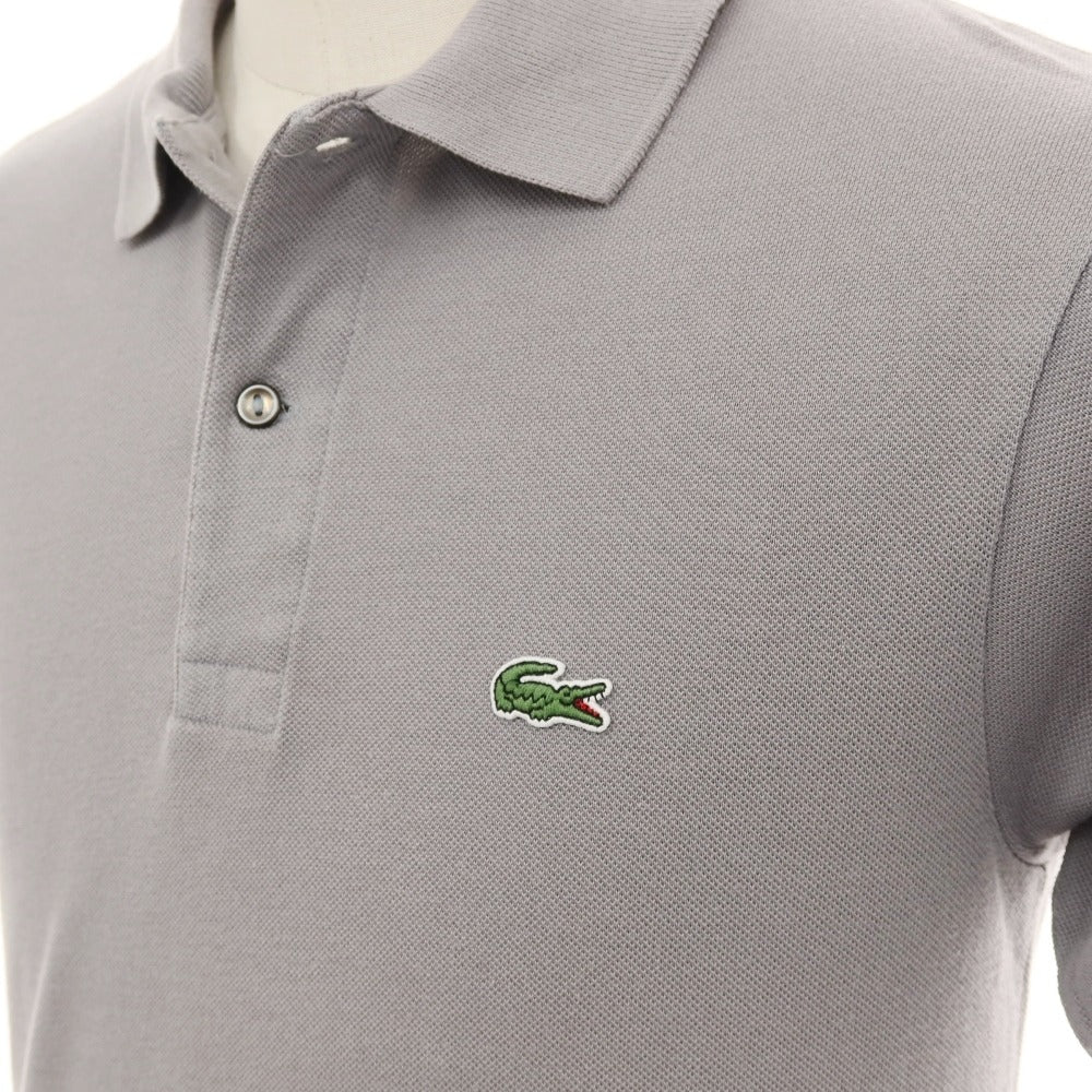 【中古】ラコステ LACOSTE コットン 鹿の子 半袖ポロシャツ グレー系【サイズ2】【 状態ランクC 】【 メンズ 】