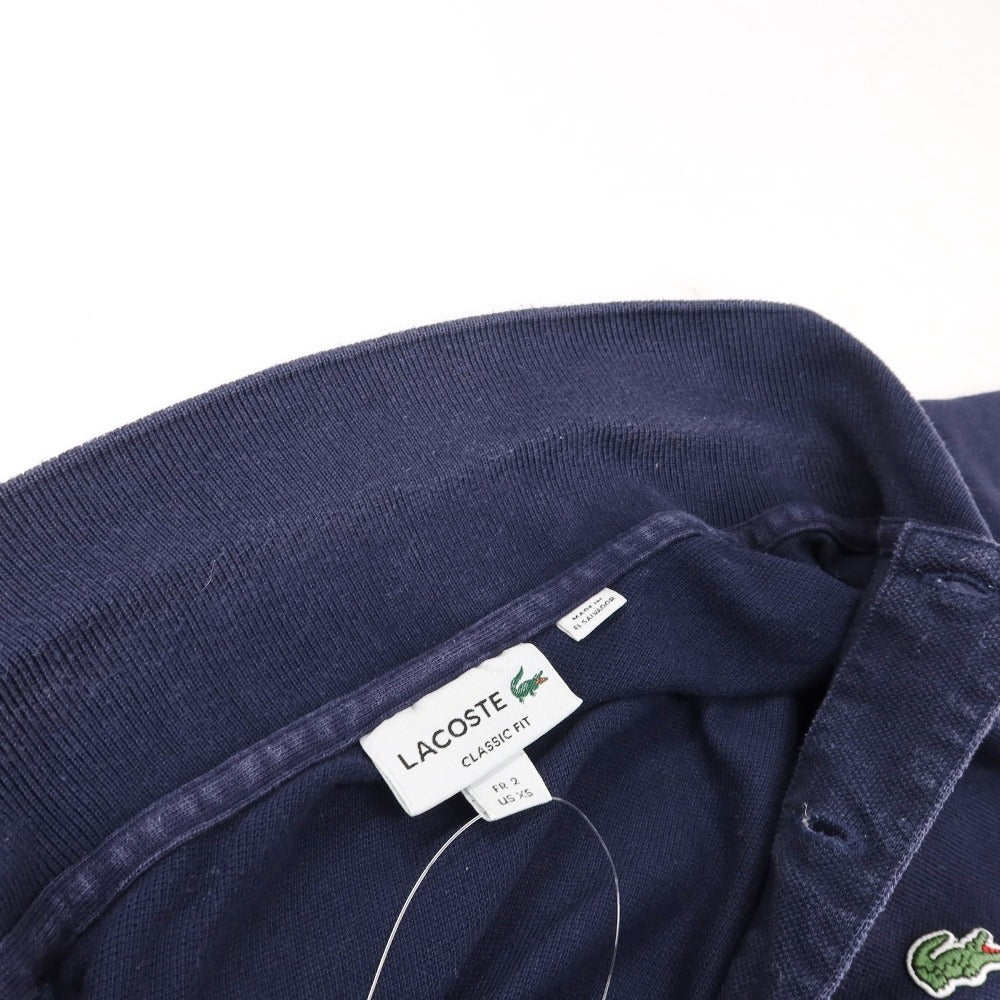 【中古】ラコステ LACOSTE コットン 鹿の子 半袖ポロシャツ ネイビー【サイズ2】【 状態ランクC 】【 メンズ 】