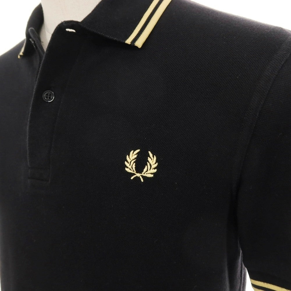 【中古】フレッドペリー FRED PERRY コットン 鹿の子 半袖ポロシャツ ブラック【サイズ36】【 状態ランクC 】【 メンズ 】