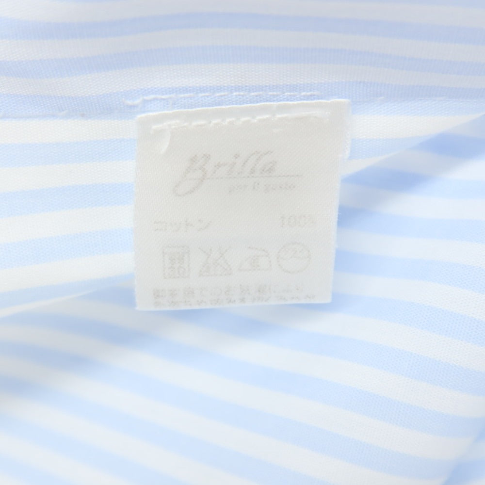 【中古】マリオ ムスカリエッロ Mario Muscariello コットン ストライプ セミワイドカラー ドレスシャツ ライトブルーxホワイト【サイズ38】【 状態ランクB 】【 メンズ 】