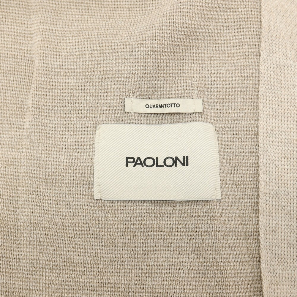 【中古】パオローニ PAOLONI ウールアクリル ダブル4B ニットジャケット ベージュ【サイズ48】【 状態ランクA 】【 メンズ 】