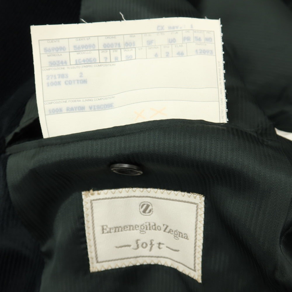 【中古】エルメネジルド ゼニア ソフト Ermenegildo Zegna soft コットン 3つボタン カジュアルジャケット ブラック【サイズ50】【 状態ランクC 】【 メンズ 】