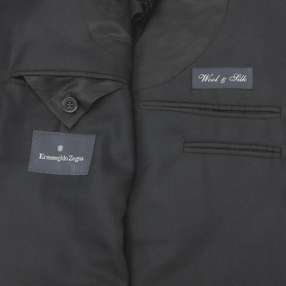 【中古】エルメネジルドゼニア Ermenegildo Zegna ウールシルク ヘリンボーン 3B テーラードジャケット ブラック【サイズ50】【 状態ランクB 】【 メンズ 】