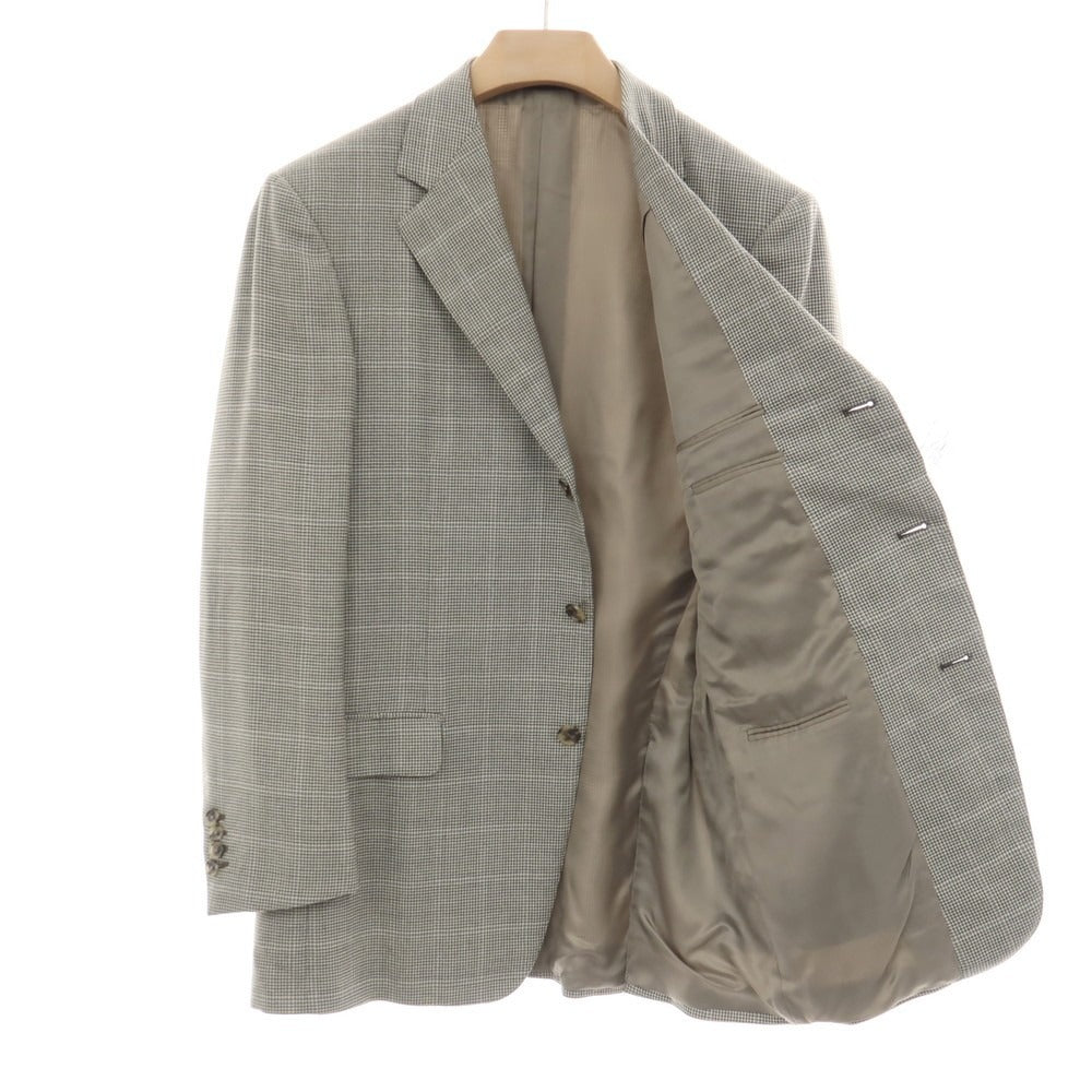 【中古】エルメネジルドゼニア Ermenegildo Zegna ウール チェック 3B テーラードジャケット グレーxホワイト【サイズ50】【 状態ランクB 】【 メンズ 】