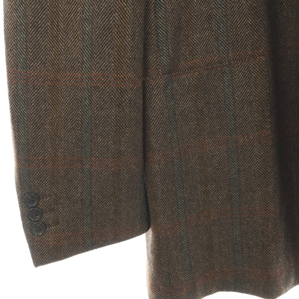 【中古】エルメネジルド ゼニア ソフト Ermenegildo Zegna soft カシミヤ ヘリンボーン×チェック 3B テーラードジャケット ブラウン【サイズ50】【 状態ランクB 】【 メンズ 】