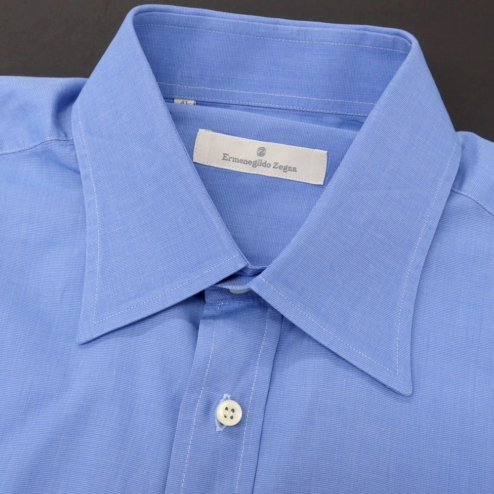 【中古】エルメネジルドゼニア Ermenegildo Zegna コットン レギュラーカラー ドレスシャツ ブルーxホワイト【サイズ41】【 状態ランクC 】【 メンズ 】