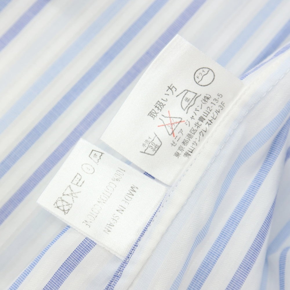 【中古】エルメネジルドゼニア Ermenegildo Zegna コットン ストライプ ボタンダウン ドレスシャツ ホワイトxブルー系【サイズ41】【 状態ランクC 】【 メンズ 】