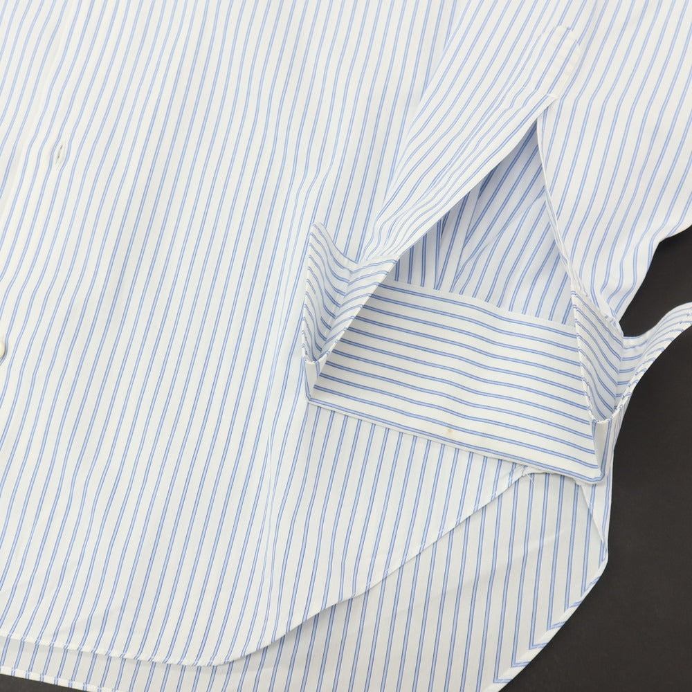 【中古】バルバ BARBA BARNEYS NEW YORK別注 コットン ストライプ ダブルカフス セミワイドカラー ドレスシャツ ホワイトxブルー【サイズ41】【 状態ランクC 】【 メンズ 】
