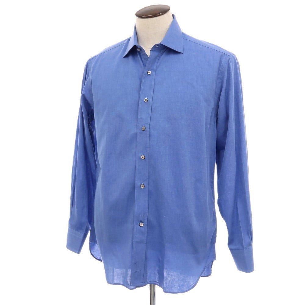 【中古】サルヴァトーレフェラガモ Salvatore Ferragamo コットン セミワイドカラー ドレスシャツ ブルー【サイズ16】【 状態ランクC 】【 メンズ 】