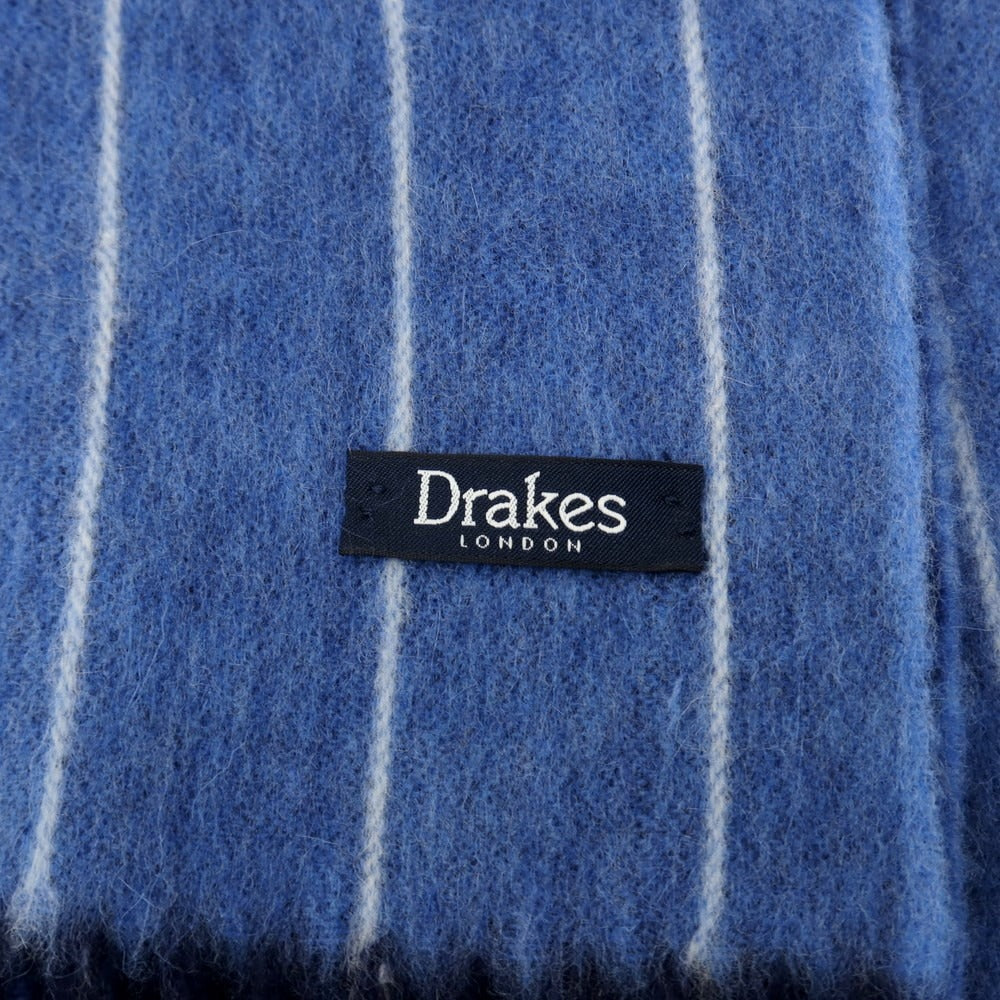 【中古】ドレイクス DRAKES ウール系 ストライプ マフラー ブルーxホワイト【 状態ランクB 】【 メンズ 】
