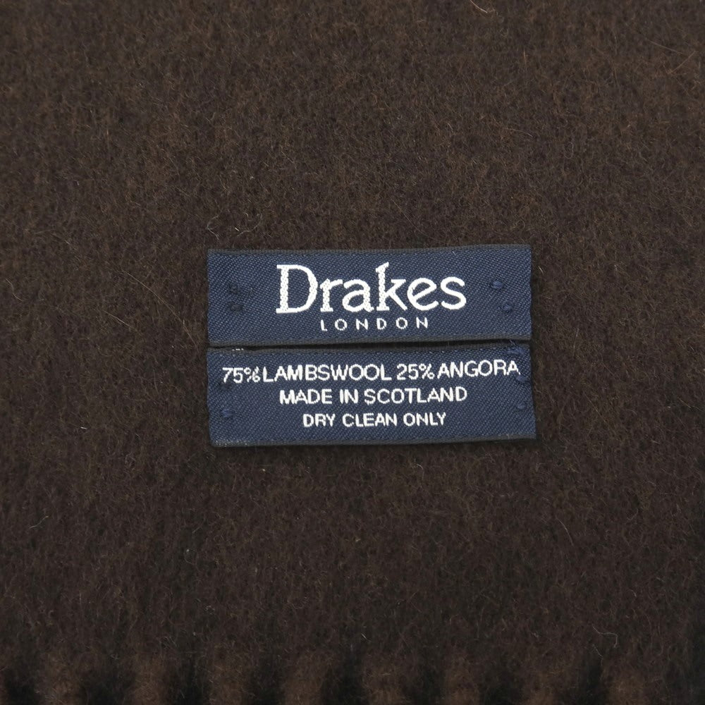 【中古】ドレイクス DRAKES ウールアンゴラ マフラー ブラックxブラウン【 状態ランクB 】【 メンズ 】