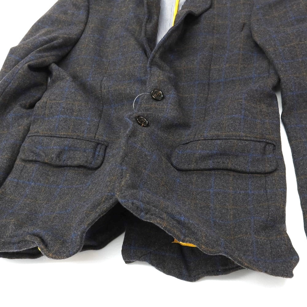 【中古】ディースクエアード DSQUARED2 ウールナイロン チェック ワイヤー入り 2B カジュアルジャケット ダークグレーxブルー【サイズ46】【 状態ランクB 】【 メンズ 】