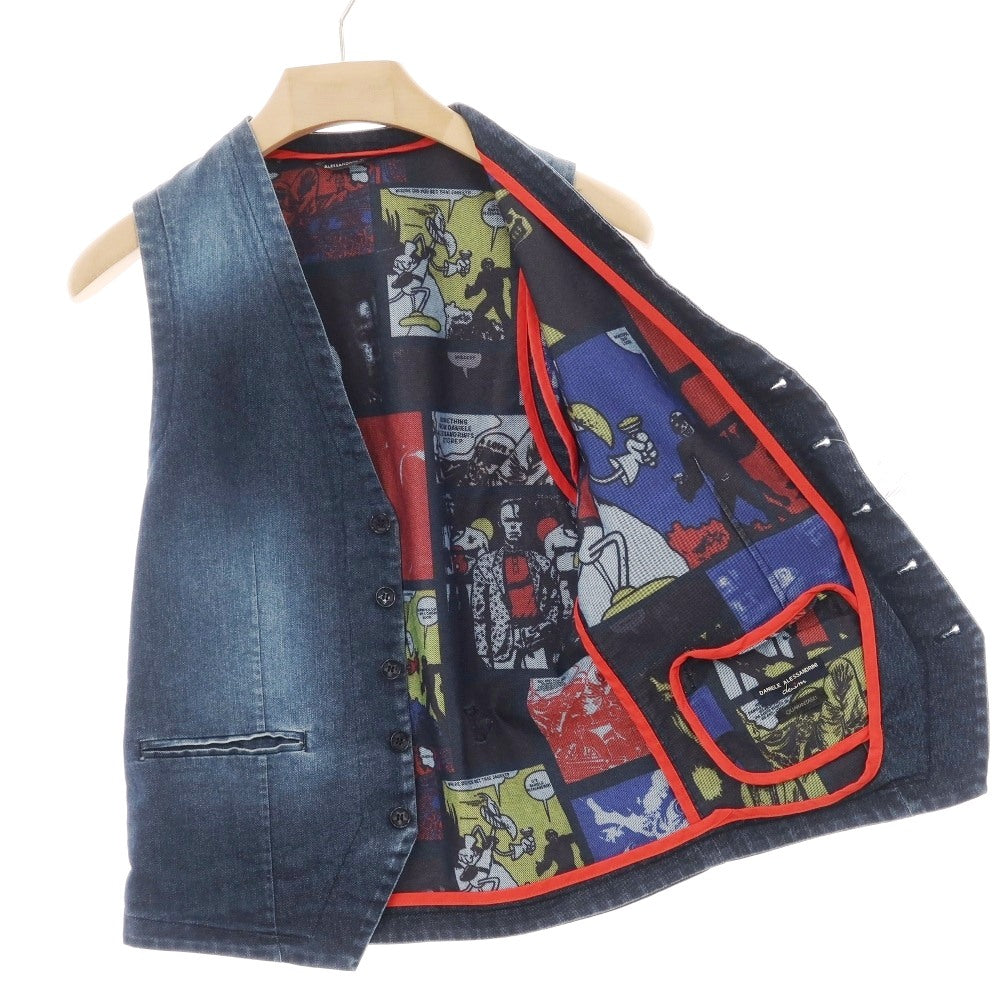 【中古】ダニエレアレッサンドリーニ DANIELE ALESSANDRINI ストレッチコットンポリエステル カジュアル系ジレ ベスト ネイビー【サイズM位】【 状態ランクB 】【 メンズ 】