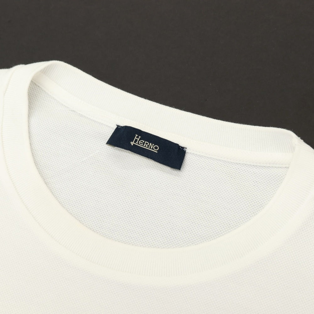 【中古】ヘルノ Herno 鹿の子調コットン クルーネック 半袖Tシャツ ホワイト【サイズ48】【 状態ランクB 】【 メンズ 】