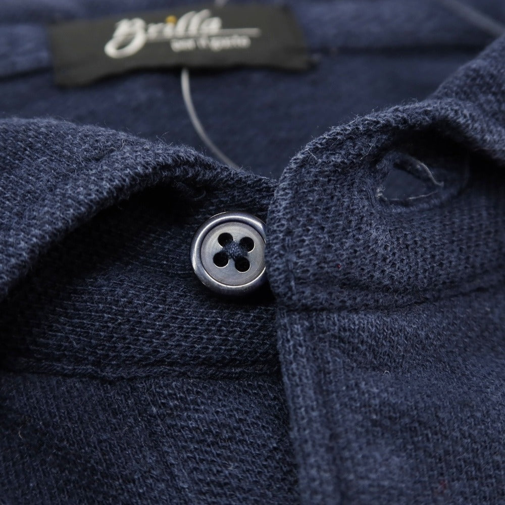 【中古】ブリッラ ペル イル グスト Brilla per il gusto コットンリネン 鹿の子 半袖ポロシャツ ネイビー【サイズL】【 状態ランクC 】【 メンズ 】