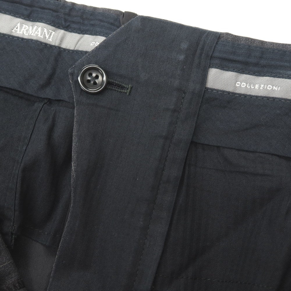 【中古】アルマーニ コレッツォーニ ARMANI COLLEZIONI ウール ピンストライプ ドレススラックスパンツ グレーxホワイト【サイズ50】【 状態ランクC 】【 メンズ 】