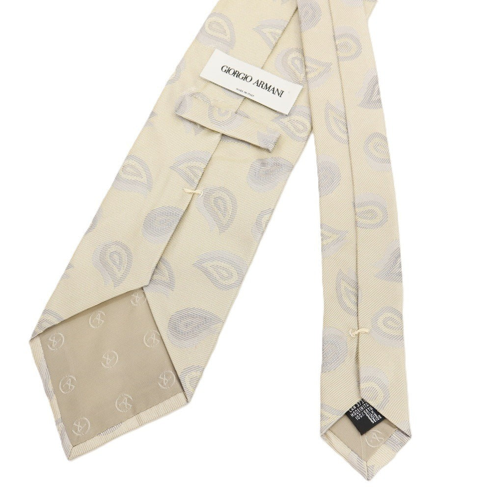 【中古】ジョルジオアルマーニ GIORGIO ARMANI シルク ペイズリー柄ネクタイ ベージュxグレー【 状態ランクC 】【 メンズ 】