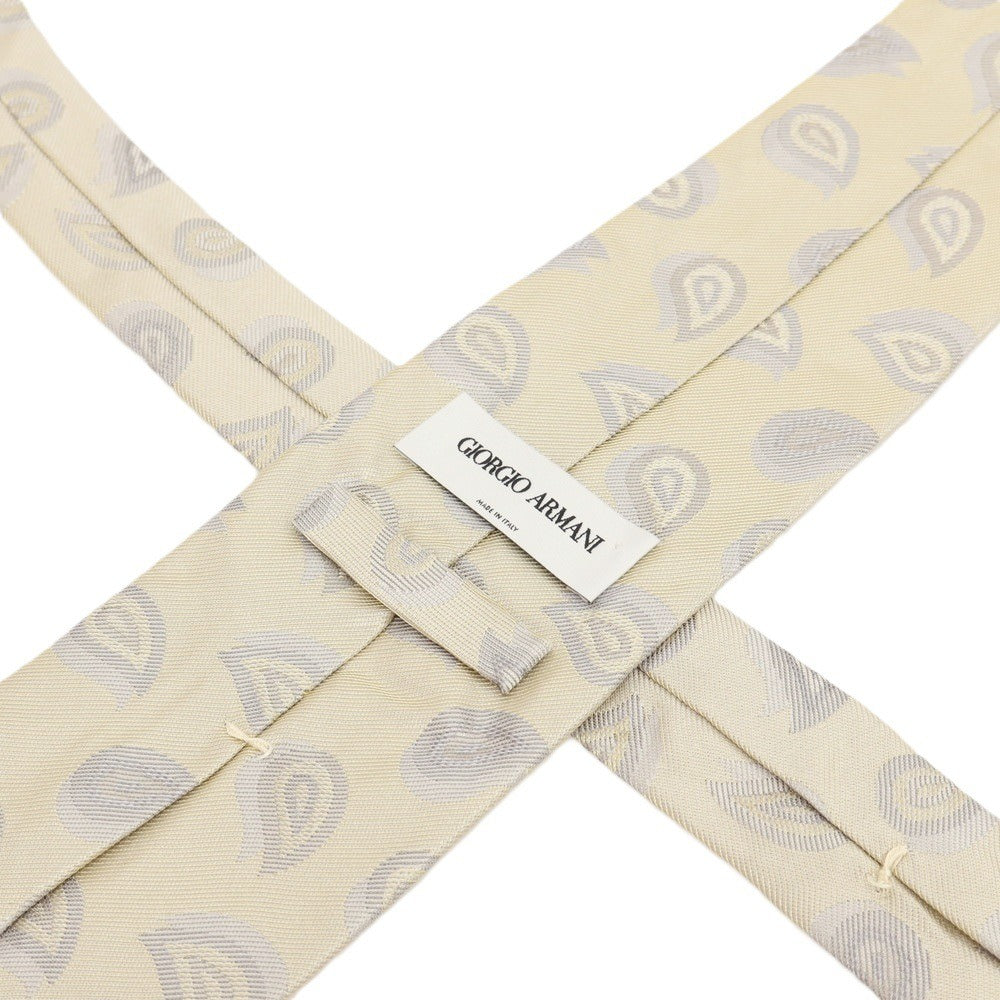 【中古】ジョルジオアルマーニ GIORGIO ARMANI シルク ペイズリー柄ネクタイ ベージュxグレー【 状態ランクC 】【 メンズ 】