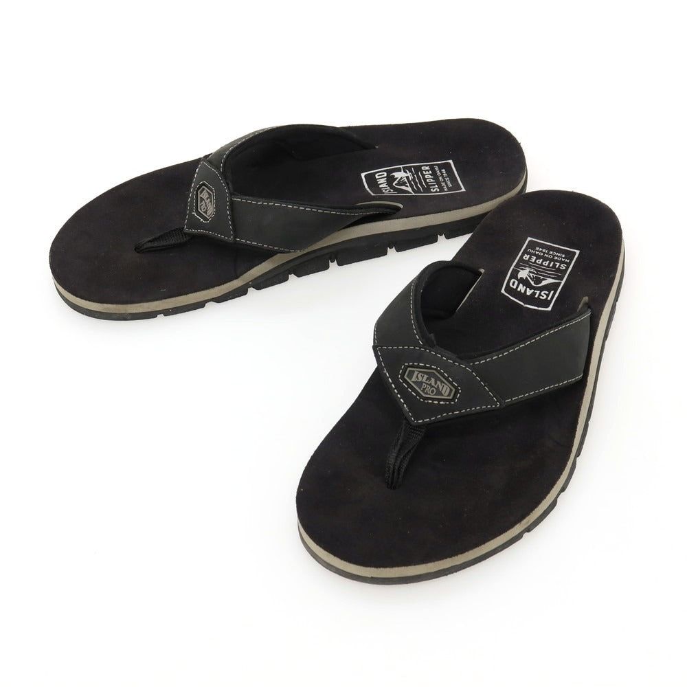 【中古】アイランドスリッパ ISLAND SLIPPER レザー系 サンダル ブラック【サイズ10】【 状態ランクC 】【 メンズ 】
