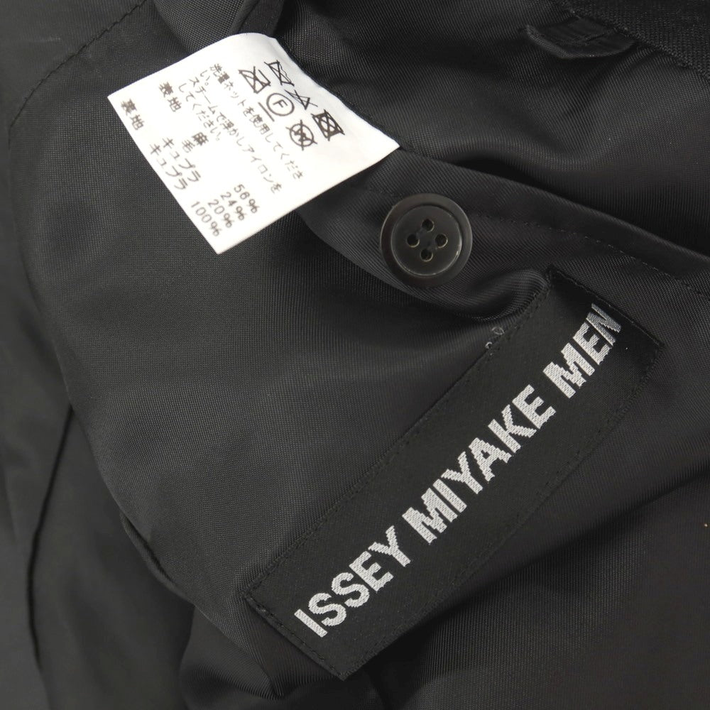 【中古】イッセイミヤケ メン ISSEY MIYAKE MEN シワ加工 リネンウールキュプラ 3つボタンスーツ セットアップ ブラック【サイズ2】【 状態ランクC 】【 メンズ 】