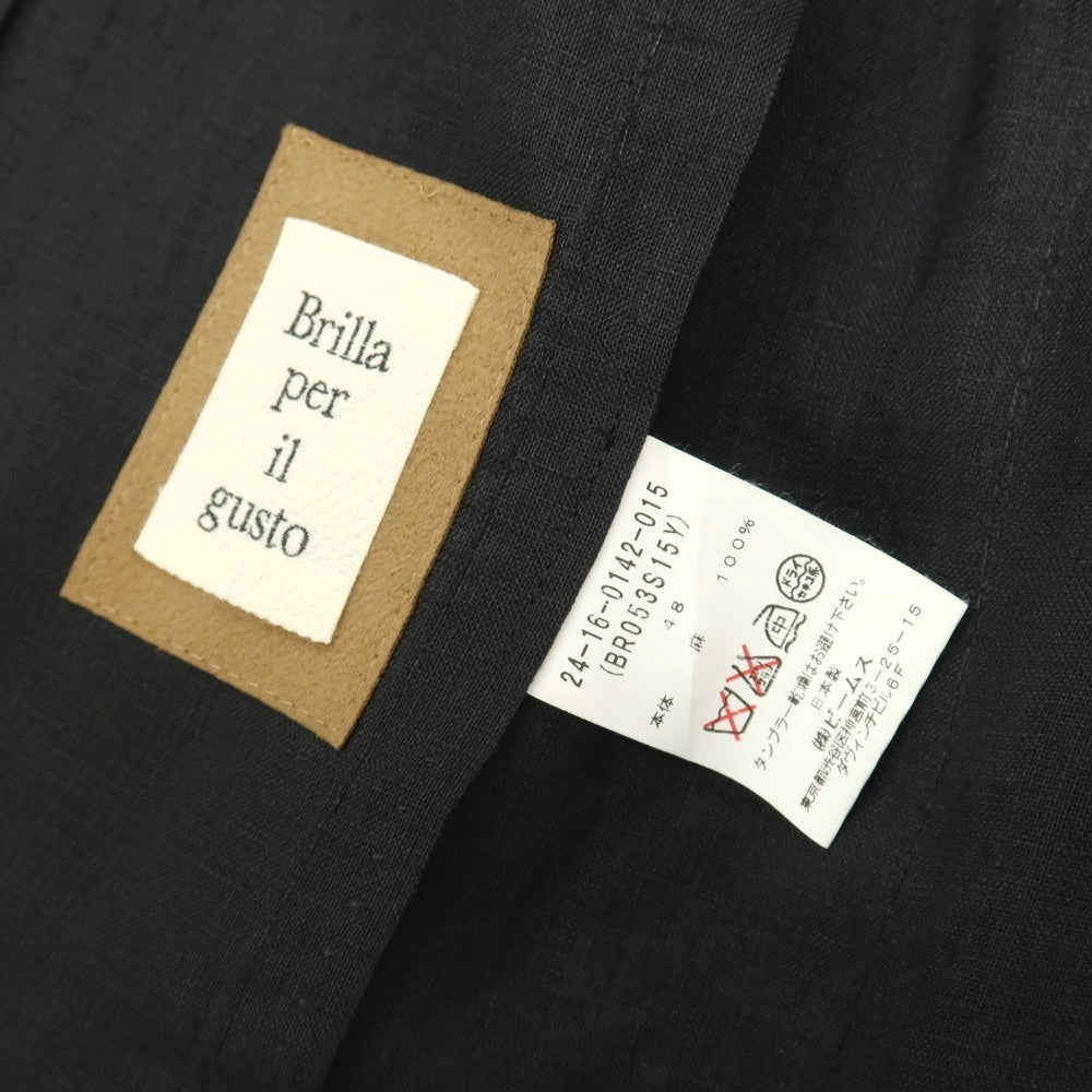 【中古】ブリッラ ペル イル グスト Brilla per il gusto リネン 3B カジュアルジャケット ブラック【サイズ48】【 状態ランクB 】【 メンズ 】