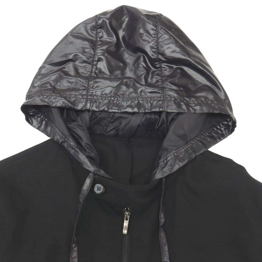 【中古】ウーヨンミ WOOYOUNGMI ウール ジャージー 異素材ドッキング レイヤードデザイン フーデッドブルゾン ブラック【サイズ48】【 状態ランクC 】【 メンズ 】