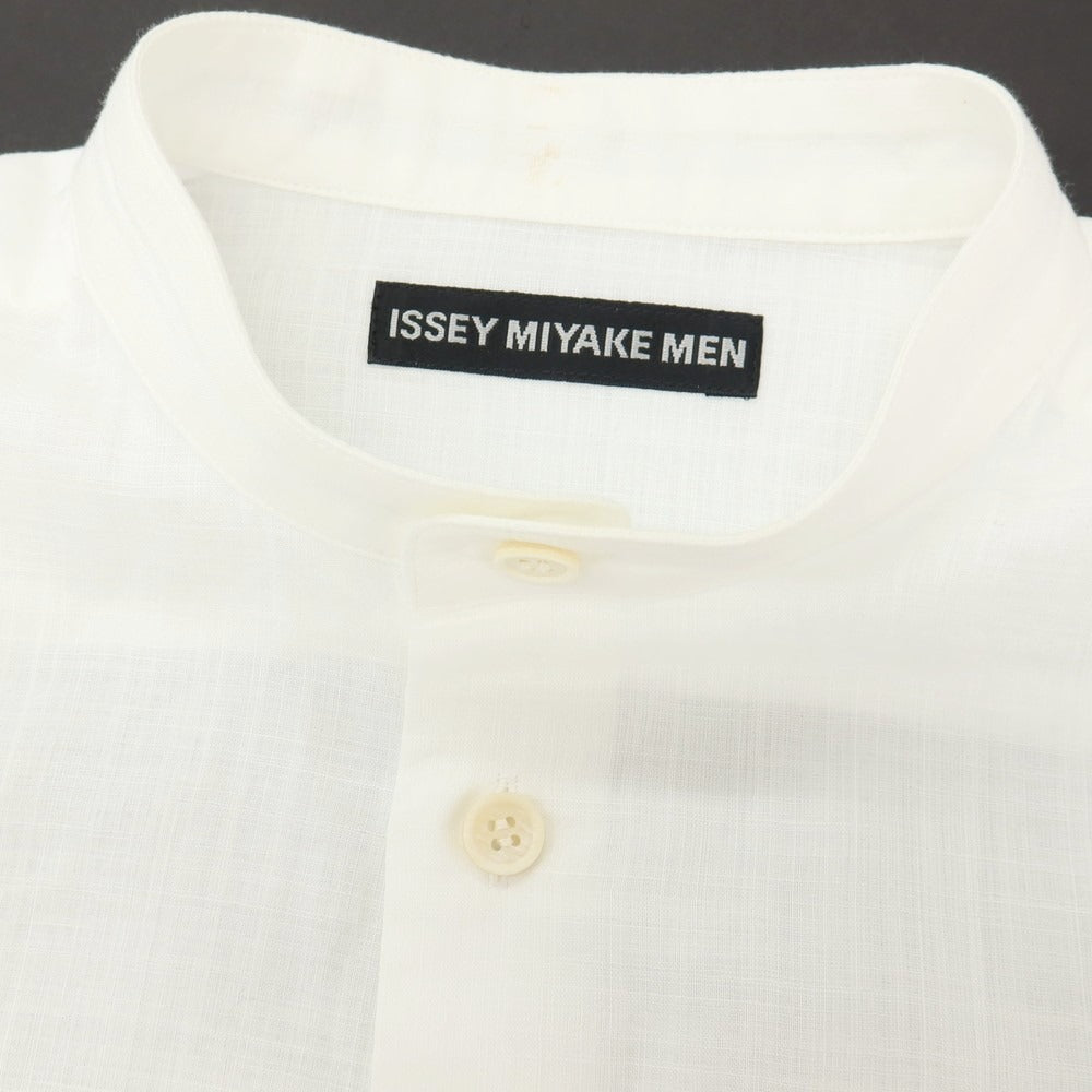 【中古】イッセイミヤケ メン ISSEY MIYAKE MEN コットン スタンドカラー カジュアルシャツ ホワイト【サイズ2】【 状態ランクC 】【 メンズ 】