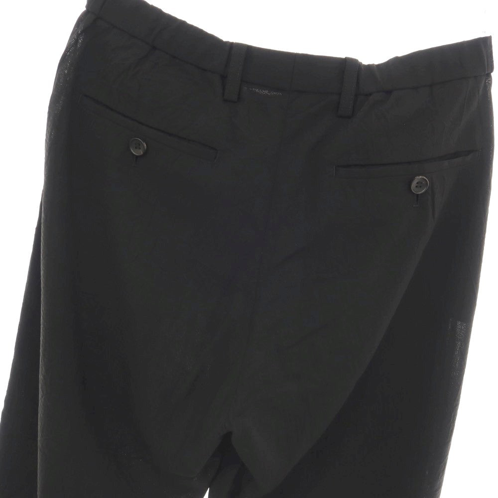 【中古】イッセイミヤケ メン ISSEY MIYAKE MEN シワ加工 ウールキュプラ チェック イージーカジュアルスラックスパンツ ブラック【サイズ1】【 状態ランクB 】【 メンズ 】