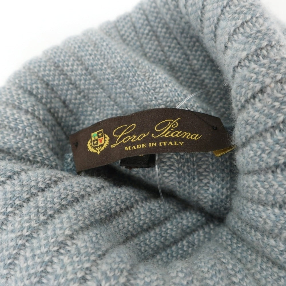 【中古】ロロピアーナ Loro Piana カシミヤ リブ編み タートルネック プルオーバーニット ライトブルー【サイズ50】【 状態ランクC 】【 メンズ 】