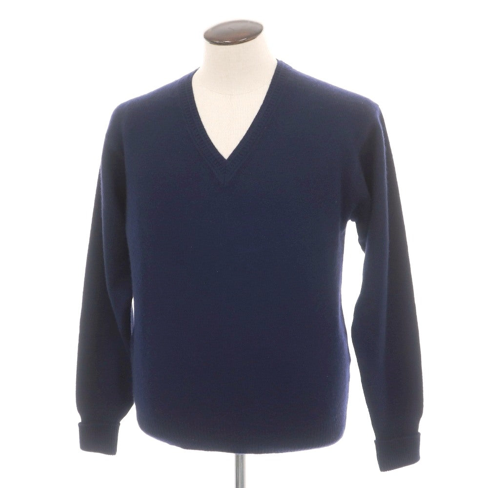 【中古】ダンヒル Dunhill SPORT カシミヤ Vネック プルオーバーニット ネイビー【サイズ3】【 状態ランクB 】【 メンズ 】