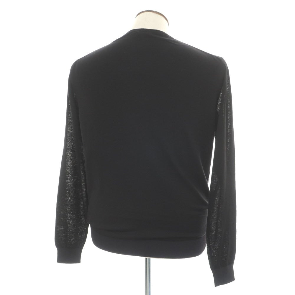 【中古】ランバン LANVIN コットンウール クルーネック プルオーバーニット ブラック【サイズL】【 状態ランクB 】【 メンズ 】
