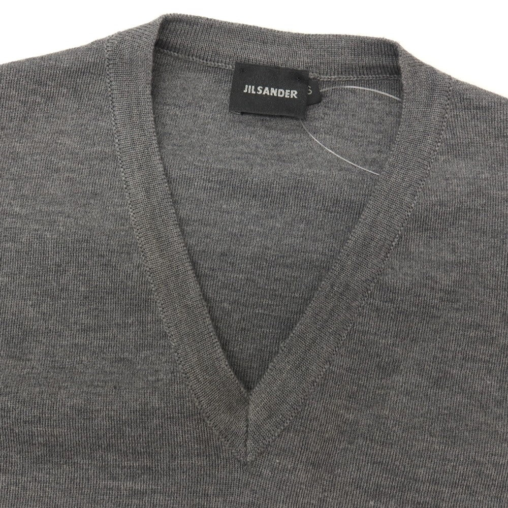 【中古】ジルサンダー JIL SANDER ウール Vネック ニットベスト グレー【サイズ表記なし(M位)】【 状態ランクB 】【 メンズ 】