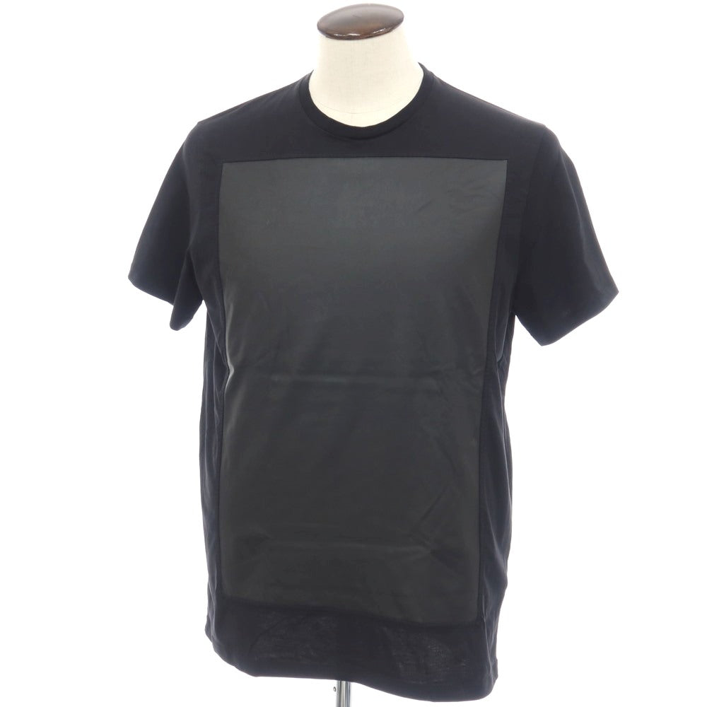 【中古】ニールバレット NEIL BARRETT コットン 異素材切り替えデザイン クルーネック 半袖Tシャツ ブラック【サイズL】【 状態ランクB 】【 メンズ 】
