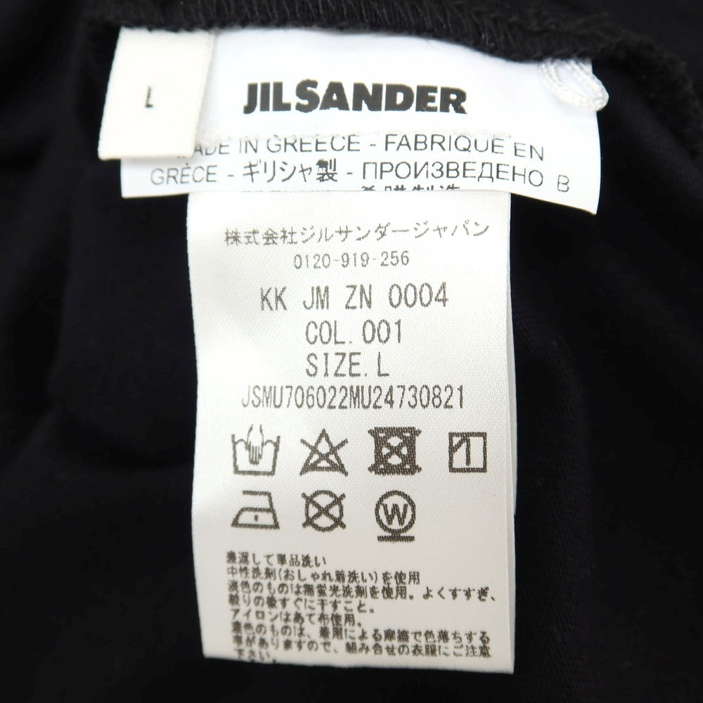 【中古】ジルサンダー JIL SANDER コットン モックネック 半袖Tシャツ ブラック【サイズL】【 状態ランクB 】【 メンズ 】