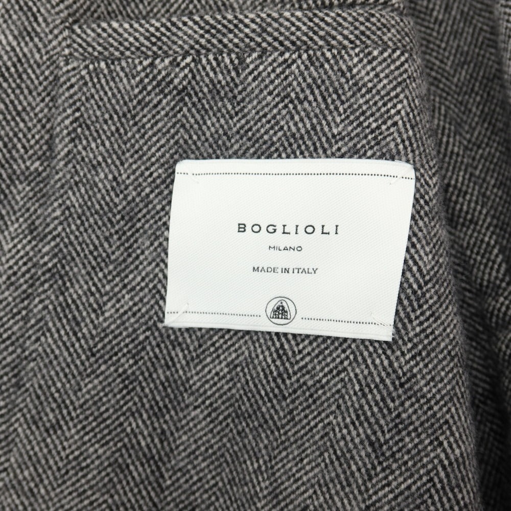 【中古】ボリオリ BOGLIOLI K.JACKET ウールカシミヤ ヘリンボーン 2B テーラードジャケット ホワイトxブラック【サイズ48】【 状態ランクB 】【 メンズ 】