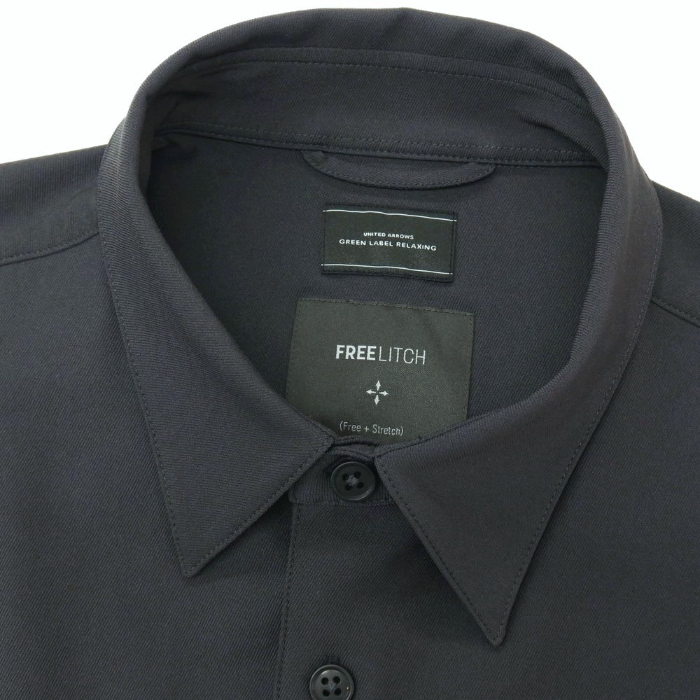 【中古】グリーンレーベルリラクシング green label relaxing FREELITCH ストレッチ ナイロポリエステル レギュラーカラー カジュアルシャツ チャコールグレー【サイズL】【 状態ランクB 】【 メンズ 】