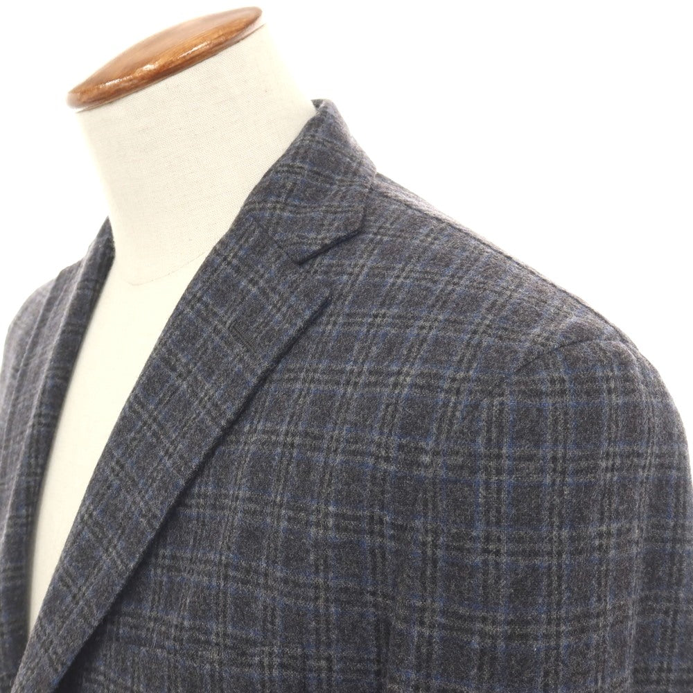 【中古】ボリオリ BOGLIOLI DOVER ウールナイロン チェック 3B テーラードジャケット グレーxブルー【サイズ48】【 状態ランクB 】【 メンズ 】