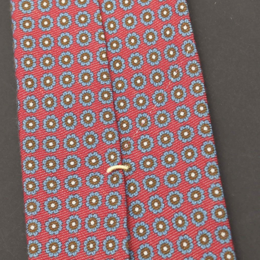 【中古】ユナイテッドアローズ UNITED ARROWS シルクリネン プリント 花小紋柄ネクタイ レッドxライトブルー【 状態ランクB 】【 メンズ 】