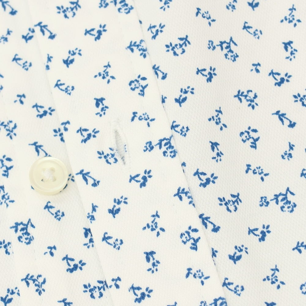 【中古】ビームスハート BEAMS HEART コットンポリエステル 小花柄 プリント ホリゾンタルカラー 半袖シャツ ホワイトxネイビーブルー【サイズXL】【 状態ランクB 】【 メンズ 】