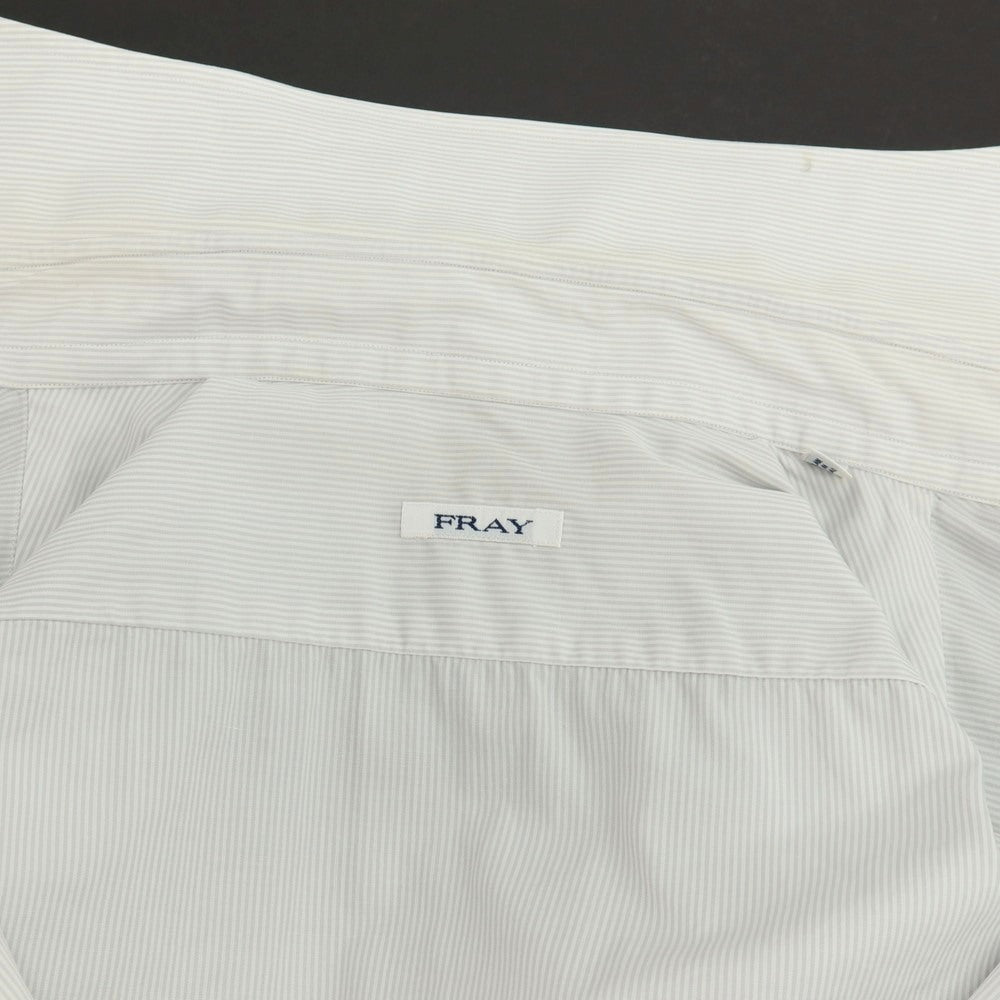 【中古】フライ FRAY コットン ストライプ セミワイドカラー ドレスシャツ ライトグレーxホワイト【サイズ38】【 状態ランクD 】【 メンズ 】