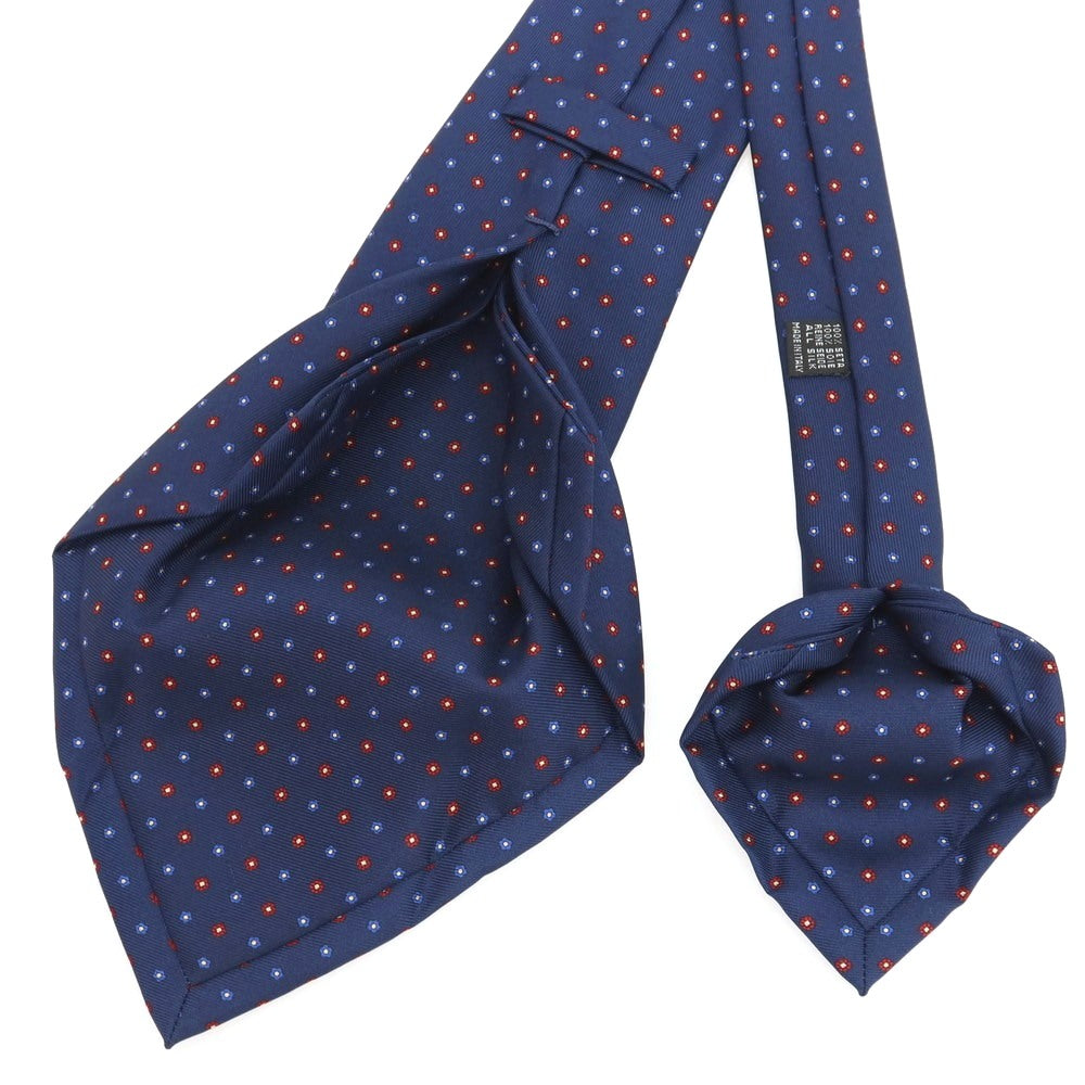 【中古】マリネッラ E.MARINELLA シルク プリント 花小紋柄ネクタイ ネイビーxレッド【 状態ランクB 】【 メンズ 】