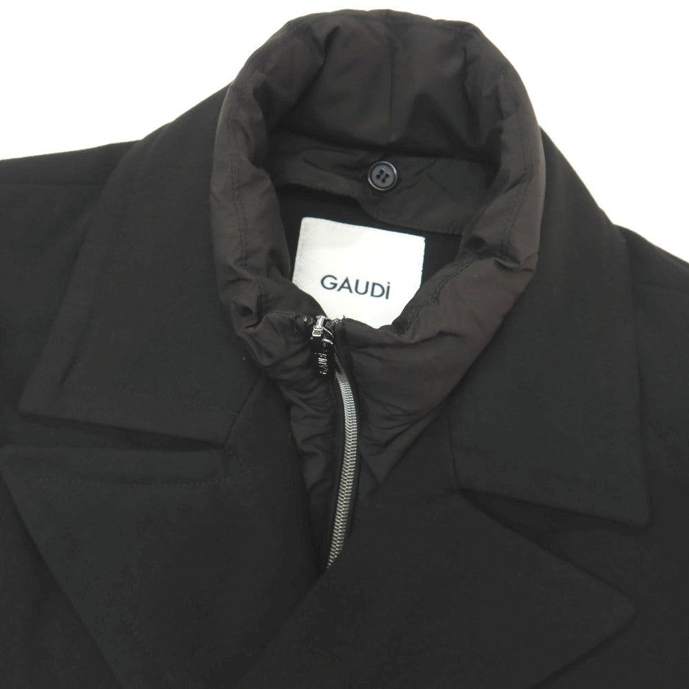 【新品】ガウディ GAUDI ポリエステルレーヨンポリウレタン 中綿入り ピーコート ブラック【サイズL】【 状態ランクN 】【 メンズ 】
