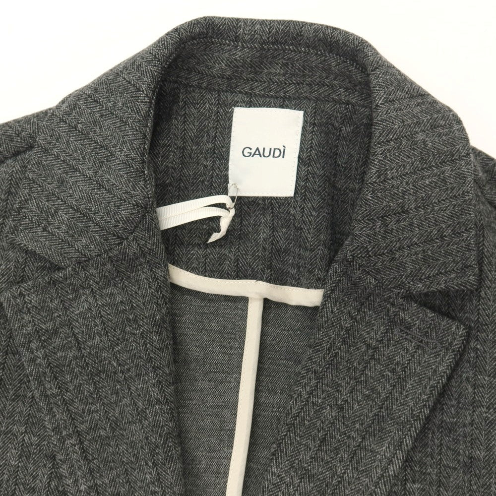 【新品】ガウディ GAUDI ポリエステルレーヨンポリウレタン ジャージー ヘリンボーン 2B テーラードジャケット ダークグレー【サイズ50】【 状態ランクN 】【 メンズ 】
