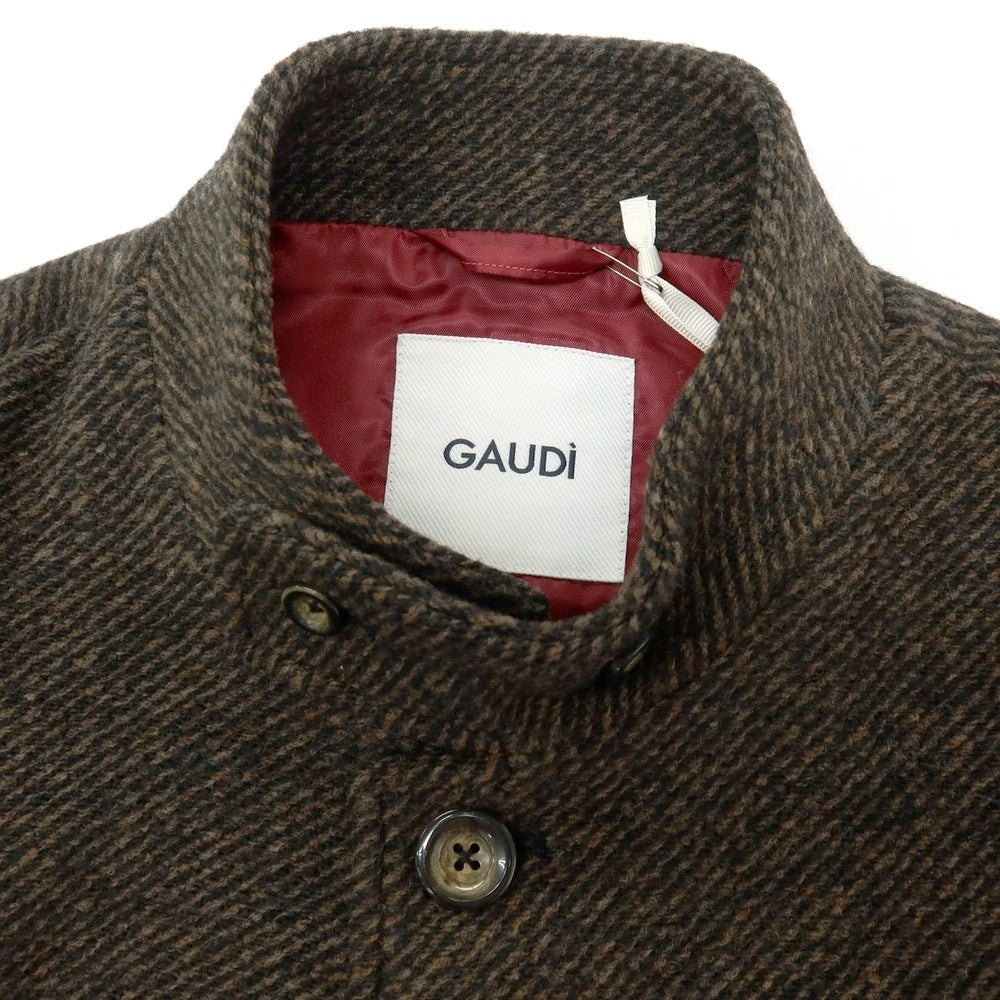【新品】ガウディ GAUDI ポリエステル スタンドカラー ボンディング ジャケット ブラウンxブラック【サイズL】【 状態ランクN 】【 メンズ 】