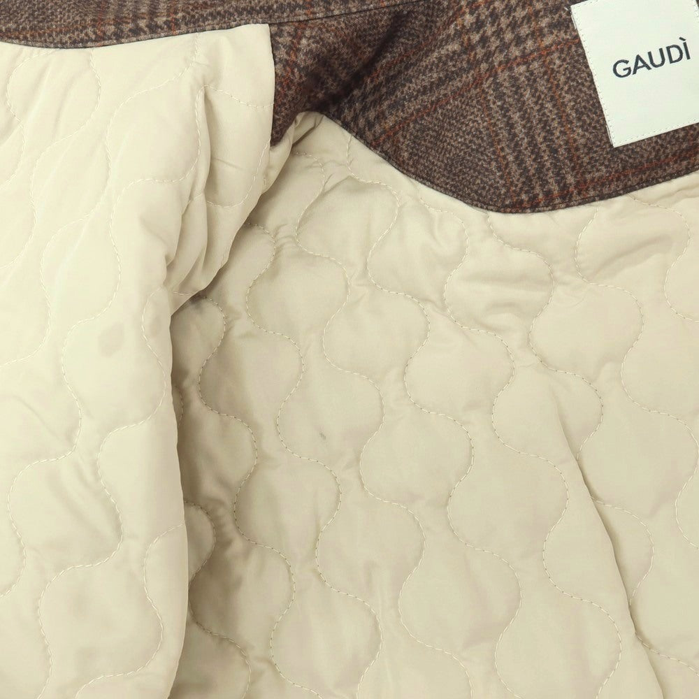 【新品アウトレット】ガウディ GAUDI ポリエステルレーヨンポリウレタン チェック プリント シャツ型 中綿ブルゾン ブラウン【サイズL】【 状態ランクN- 】【 メンズ 】
