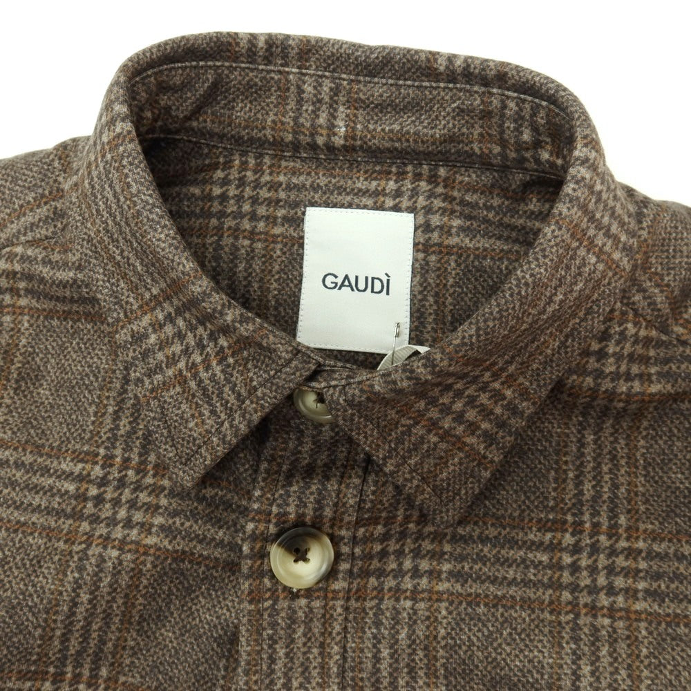 【新品アウトレット】ガウディ GAUDI ポリエステルレーヨンポリウレタン チェック プリント シャツ型 中綿ブルゾン ブラウン【サイズL】【 状態ランクN- 】【 メンズ 】