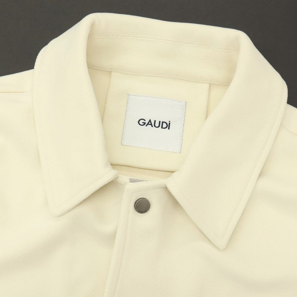 【新品】ガウディ GAUDI ストレッチ ポリエステルレーヨン 裏起毛 コーチジャケット ブルゾン アイボリー【サイズ50】【 状態ランクN 】【 メンズ 】